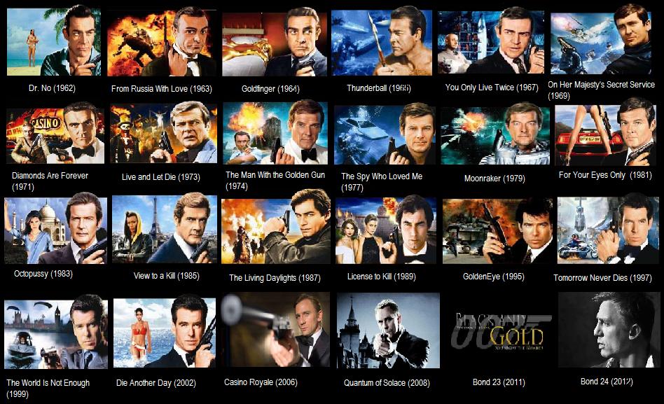 all the james bond movies